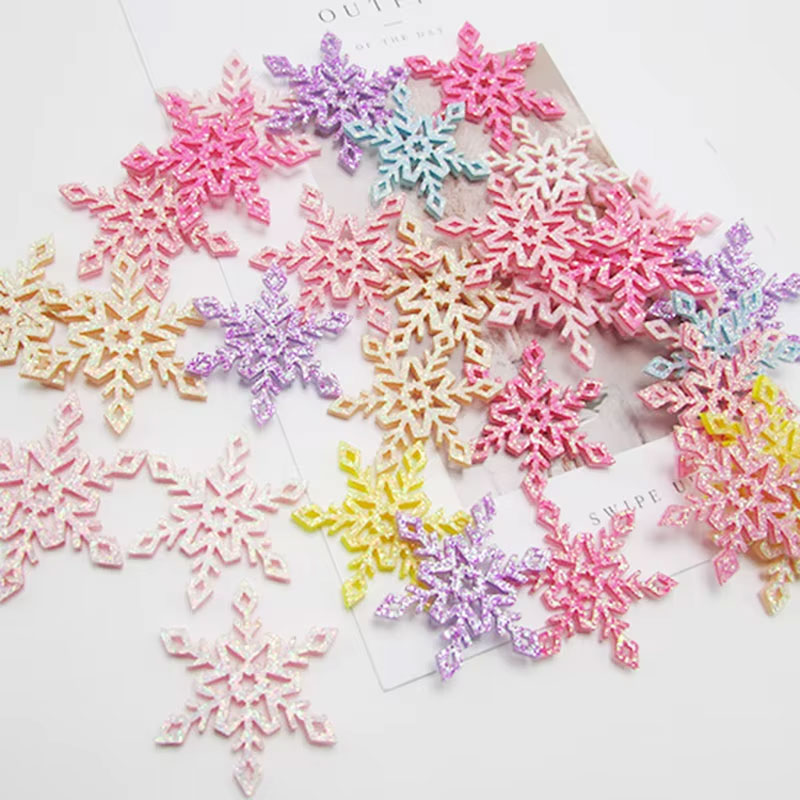 40Pcs/lot 3cm/4cm Glitter Christmas snowflake for Handmade fake snowflake christmas accessories and Hair accessories