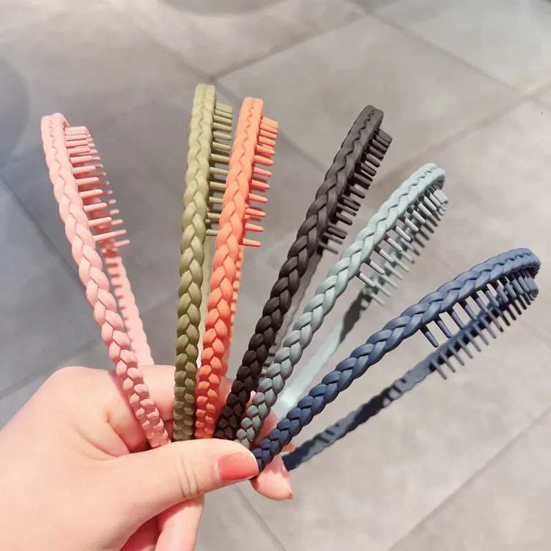 New Fashion Twist Resin Geometric Grid Anti-slip Wave Hair Band for Women Girls Hair Accessories X250812