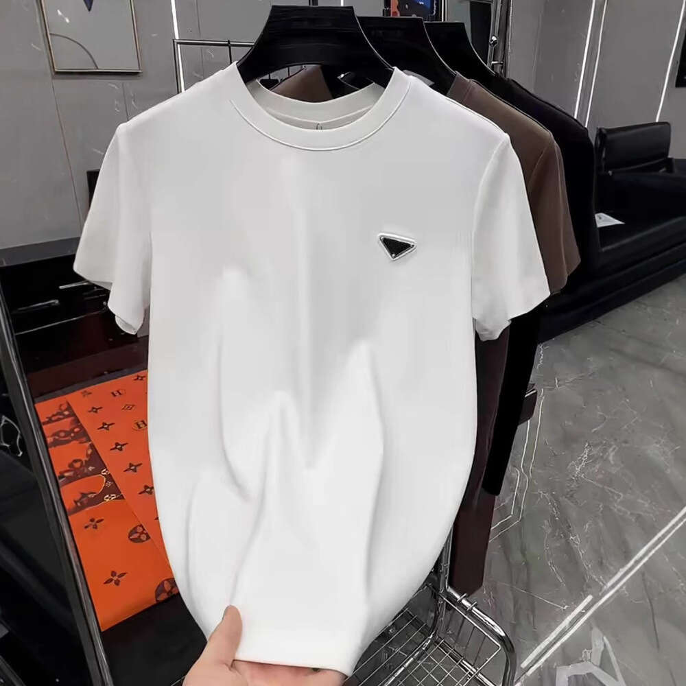 Summer New Luxury European Style Personality Minimalist 3D Small Logo Men's Short Sleeve Round Neck Slim Fit Quality T-Shirt