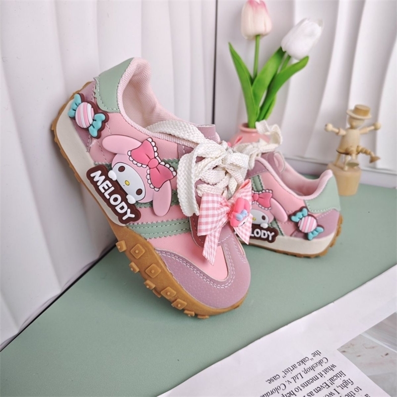 Kids Casual Shoes Girls Cartoon MELODY PU Leather Outdoor Bow AntiSlip Sneakers Pink Size 2637 w250725