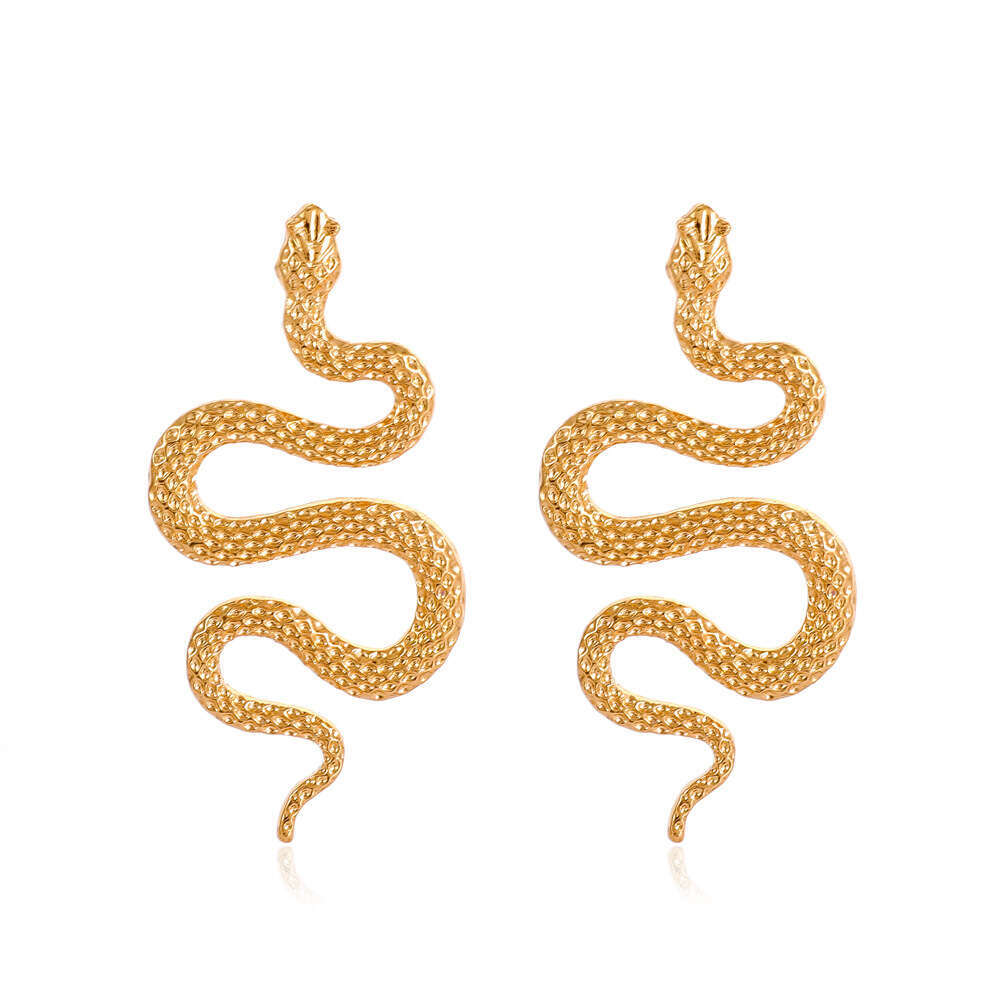 Exaggerated Three-Dimensional Fashion Punk Geometric Alloy Carved Animal Snake Stud Earrings