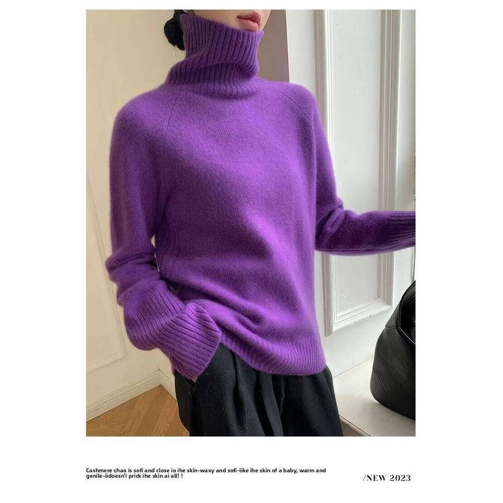 Women's Turtleneck Cashmere Sweater Loose Thickened Pullover Korean Style Lazy Wind Heavy For Autumn Winter MDNG 20250811