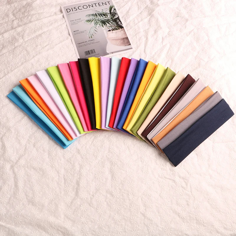 14pcs/lot Sport Yoga Headbands Fashion Soft Elastic Cotton Sweatband Yoga Stretchy Headband for Women Man Girl 250805
