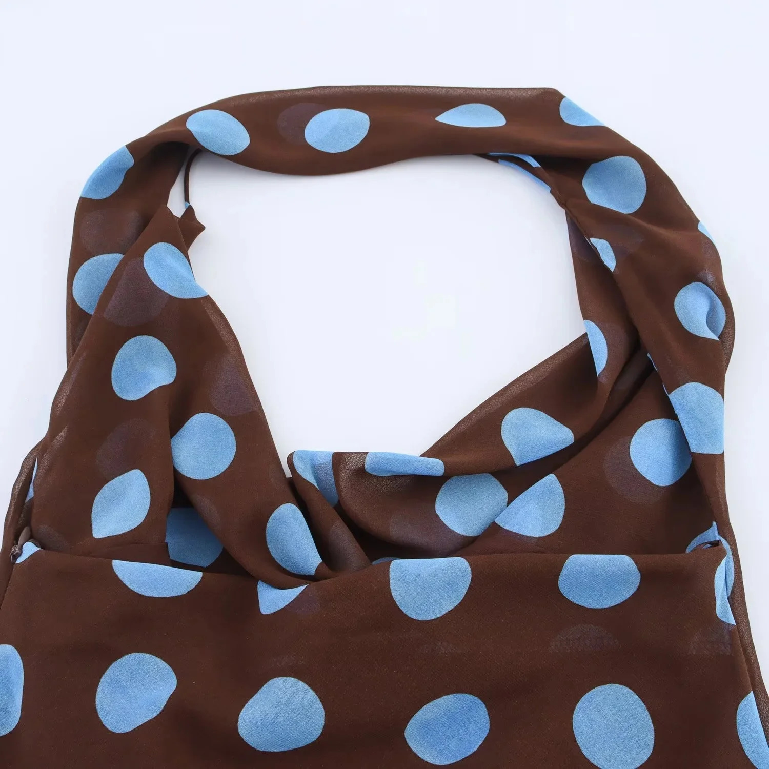 TRAFZA Women Sexy Polka Dot Set V-neck Halter Top Asymmetrical Skirt Spring Summer Fashion Holiday Party Mujer Suit 250811