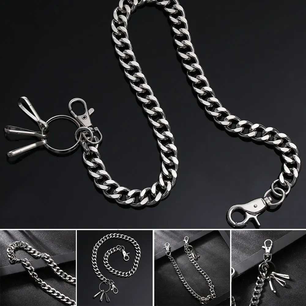 1PC 48cm Long Stainless Steel Metal Pant Jean Keychain Punk Rock Wallet Chain Belt Biker Link Hip Hop Jewelry Thick Chain Decor 250811
