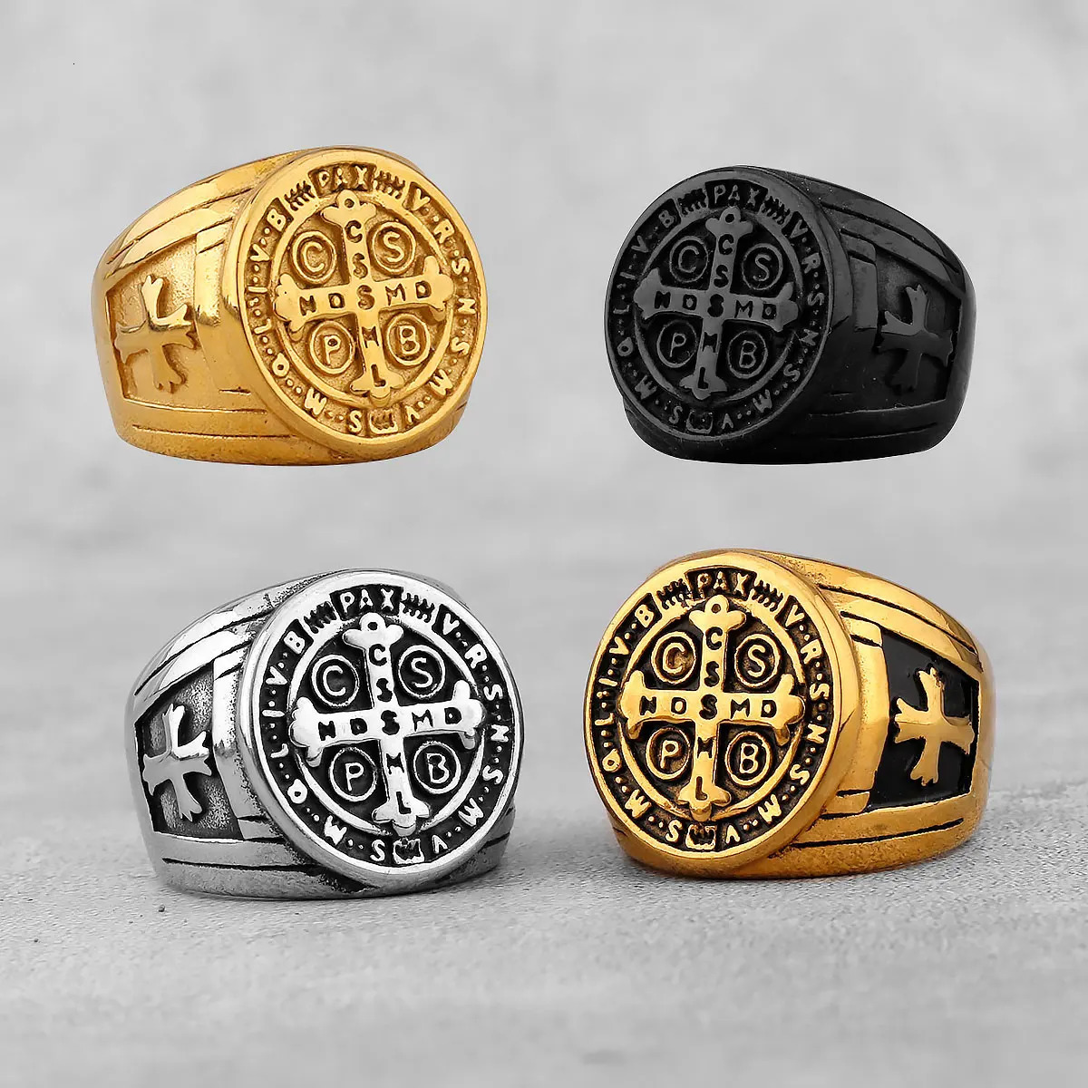 Never Fade Stainless Steel Personalized Cross Mens Faith Ring Hip Hop Punk Boyfriend Mens Jewelry Creative Gift Wholesale 250812