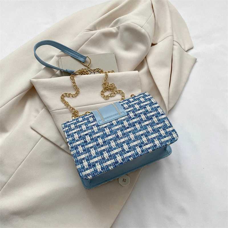 Checkered Metal Chain Single Shoulder Bag Womens Lock Crossbody Commuting Small Square Women Z250812