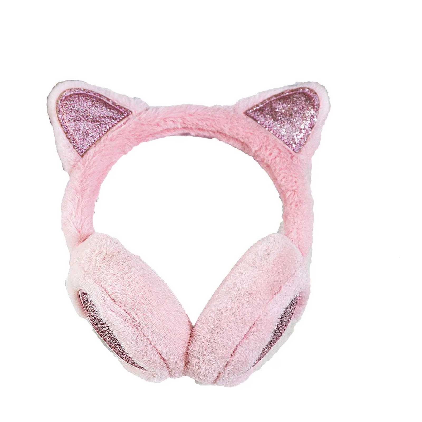 Autumn Winter New Thermal Earmuffs Spot Wholesale Thick Pink Heart Plush Retractable Cat Ears Childrens Earmuffs Women Comfort XJ250812