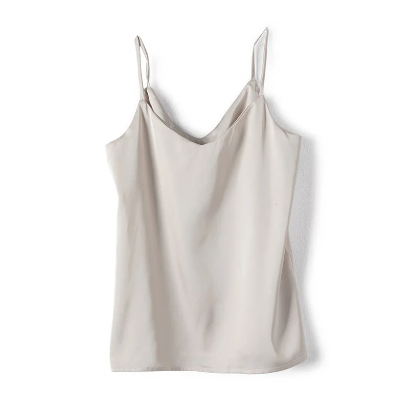 Women Camisole Fashion Strap Top Halter V Neck Basic White Cami Sleeveless Satin Silk Tank TopS Summer Spring Fall 250804