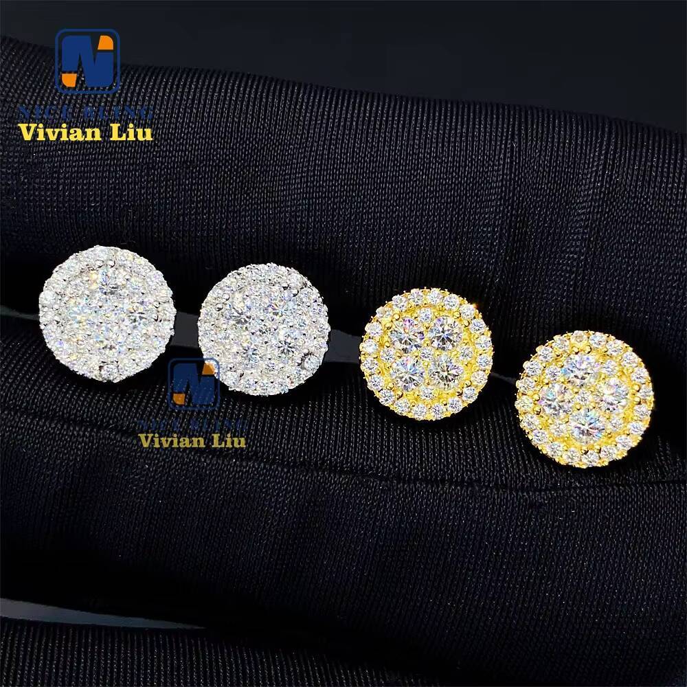 Pass Diamond Tester High Quality S925 Sterling Silver Luxury Fashion Jewelry Vvs Moissanite Stud Earrings
