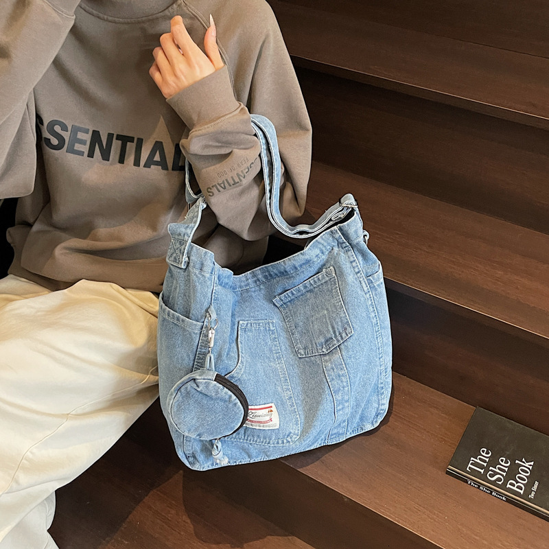Denim Women New Casual Simple Shoulder Large Capacity Class Tote Bag