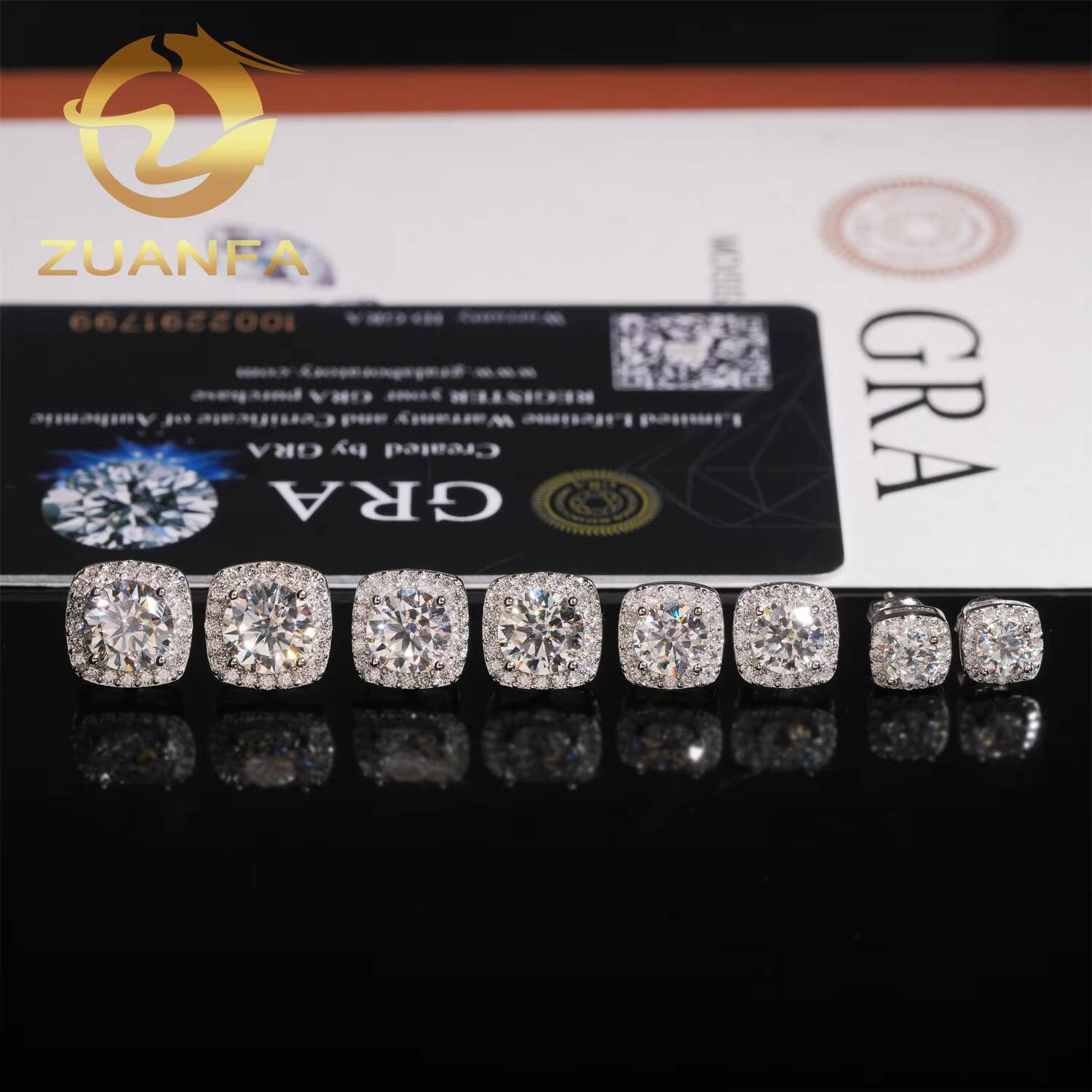 Wholesale Price Iced Out Halo Moissanite Diamond Earrings Screw Back Stud Earrings 925 Silver Hip Hop Earrings