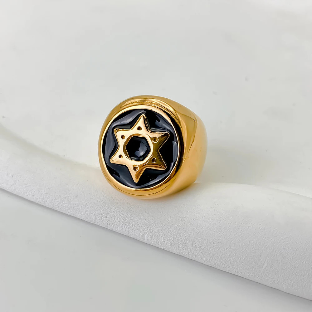 Stainless Steel Men Hip hop Star of David Rings fashion vintage Hexagram Ring jewelry 250812