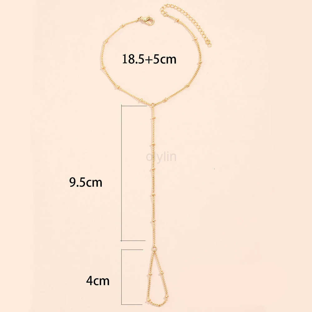 Creative Tiny Chain Bracelet Finger Rings For Women Gold Color Link Chains Connecting Hand Harness Bracelets Jewelry Gift M250812