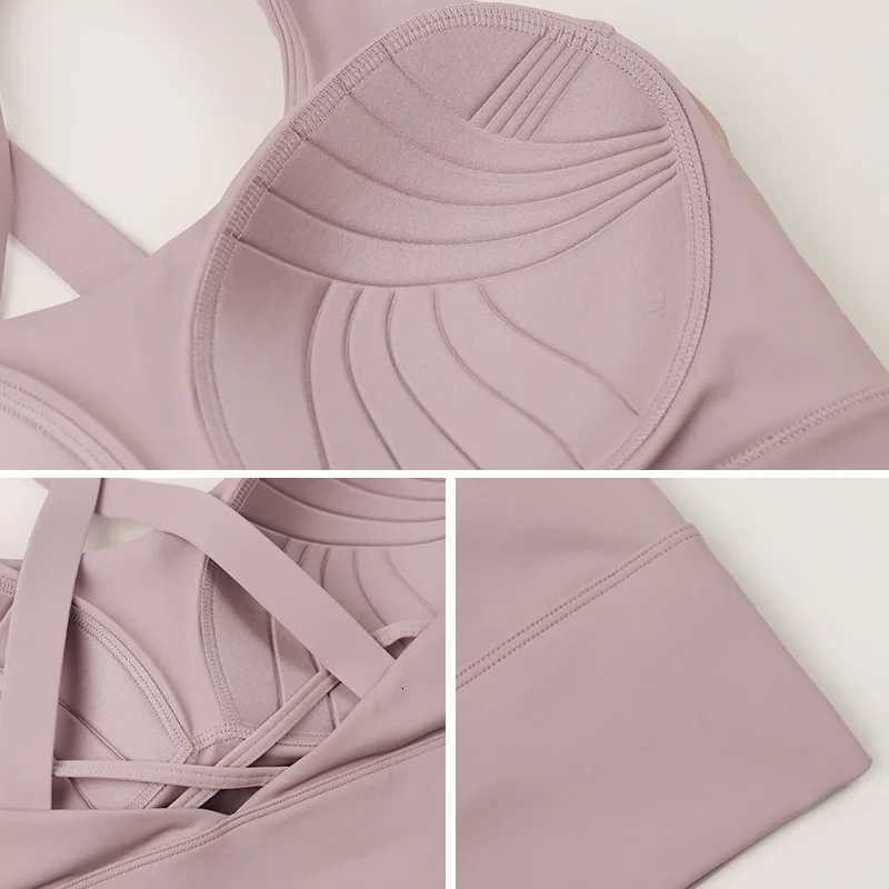 Fixed Chest Cushion Sports Bra for Women High-Strength Shock-Absorbing Gathering Running Bra Fitness Bra Z250812