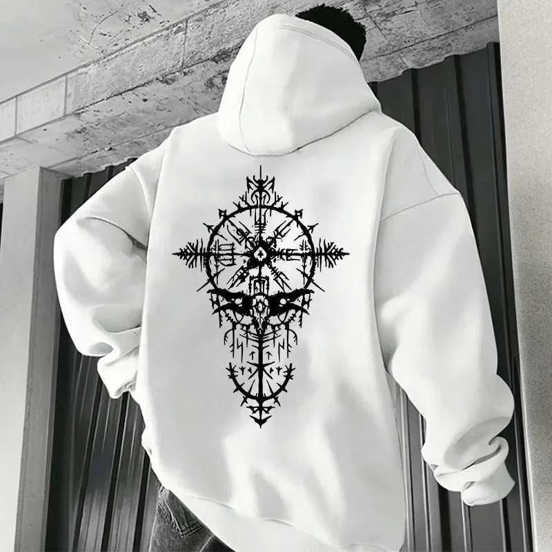 Autumn Winter New Style Mens Sweatshirt Ancient Viking Raven Print Hoodie Urban Casual Fashion Pullover Streetwear Y250811