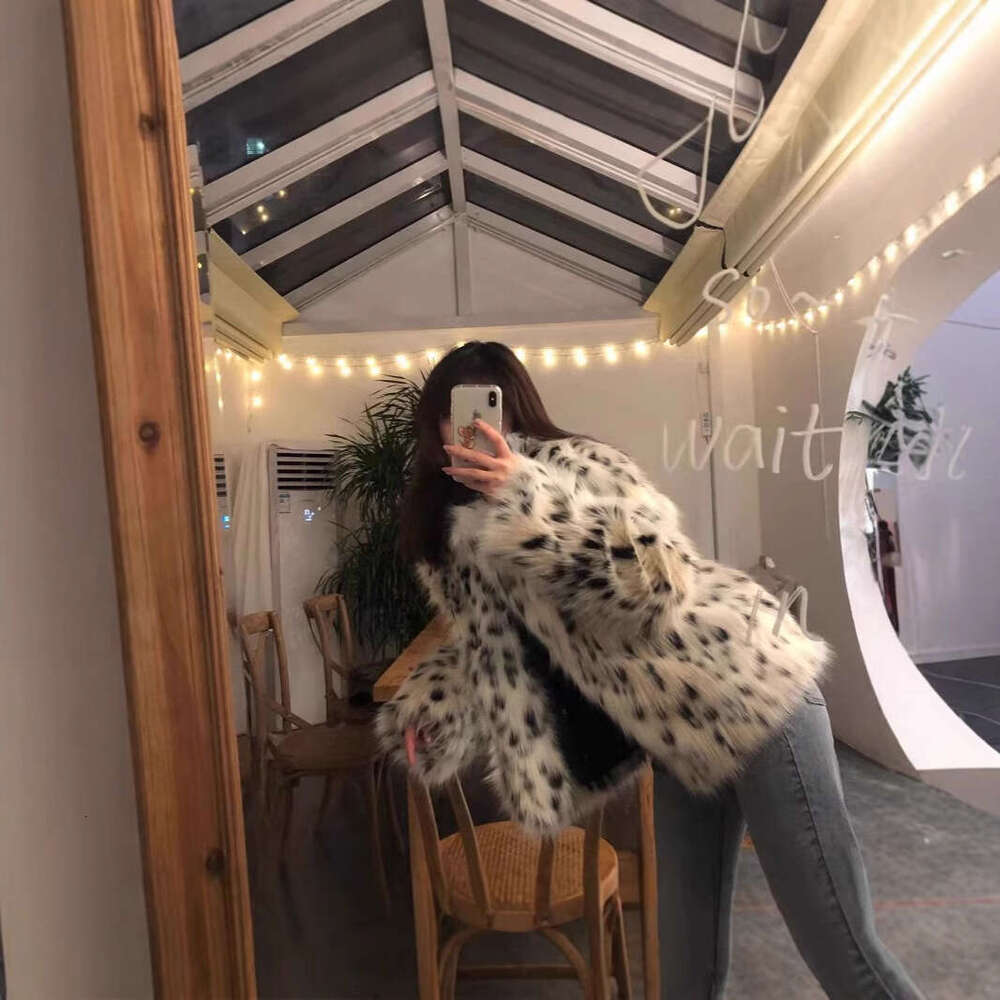 New Cat Pattern Fox Fur Grass Coat for Women, Short Style, Elegant and Stylish, Casual Suit, Hairy Coat