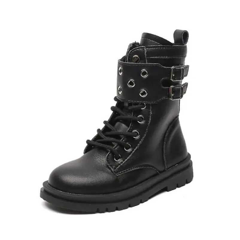 2023 Autumn Winter Leather Children Shoes Boys Girls Boots Fashion Soft Baby Short Boots Comfortable Anti-slip Kids Boots XJ250812