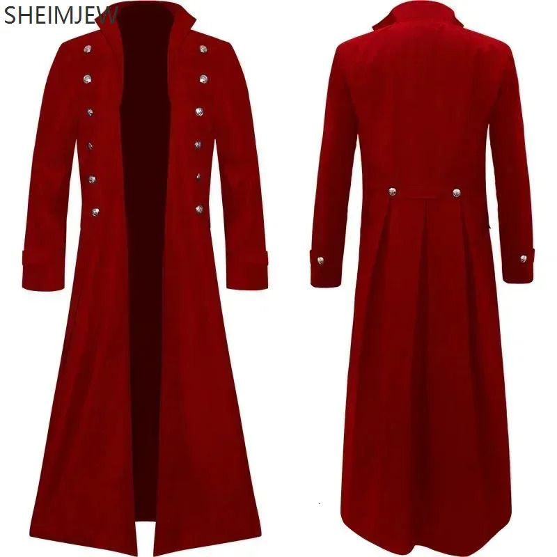 Medieval Mens Pirate Costume Steampunk Vintage Trench Coat Gothic Tuxedo Jacket Victorian Carnival Party Cosplay 250804