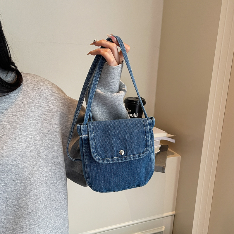 Denim for Women New Fashion Single Shoulder Crossbody Casual High-end Bucket Small Bag
