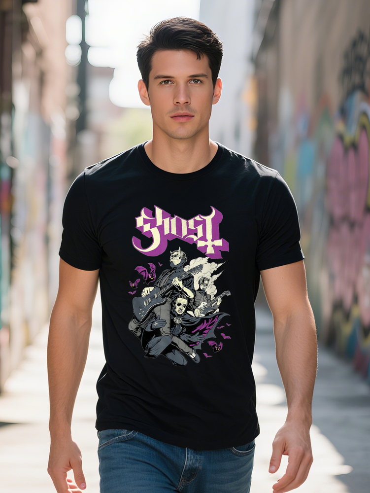 Ghost Bats Band Selected Pure Cotton Interesting Design DIY Short Sleeve T-Shirt Men Soft Breathable Suitable for