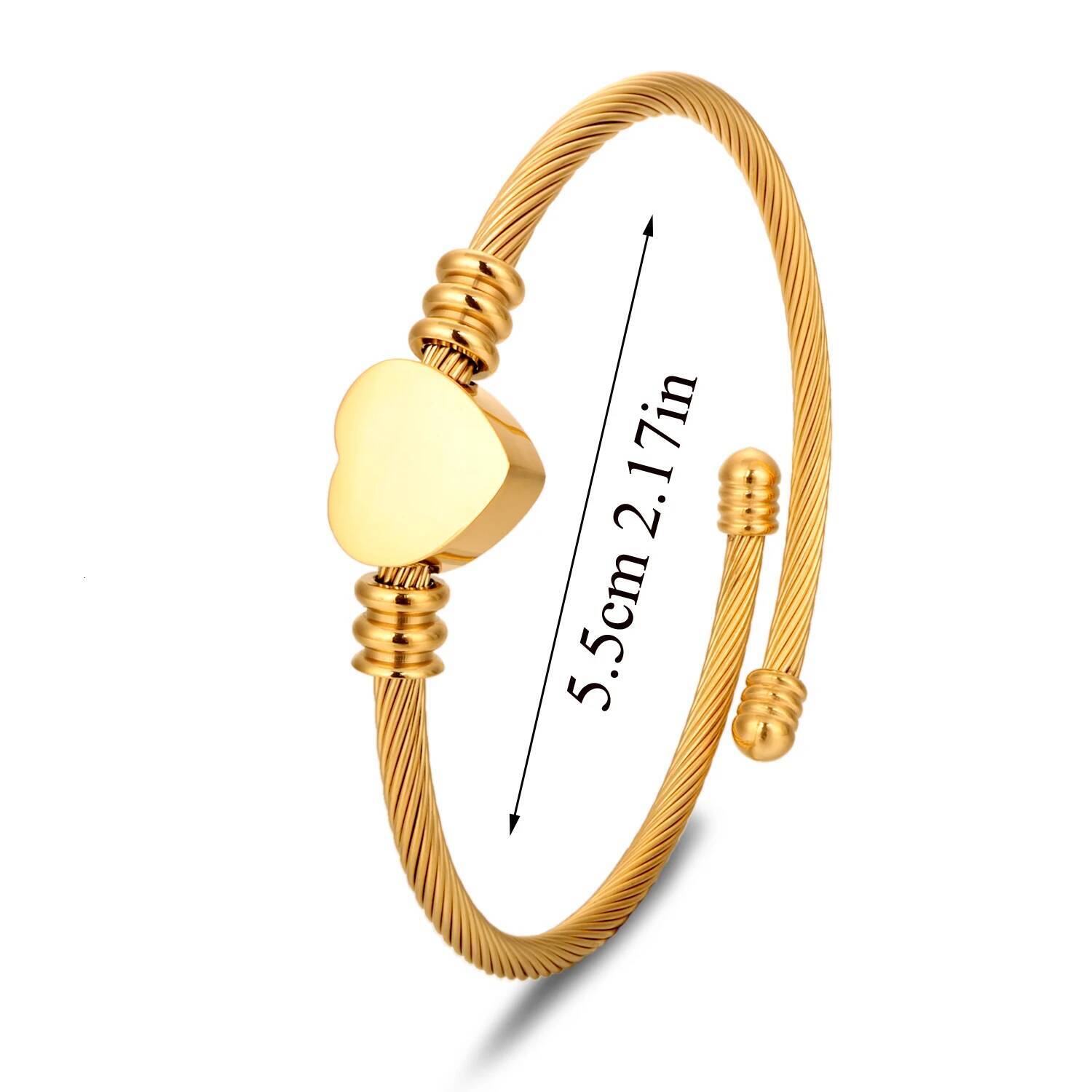 Heart Stainless Steel 124 Bracelet Simple High-End Solid Color Non-Fading Cuff Bangle Minimalist Dainty Women Jewelry Gift