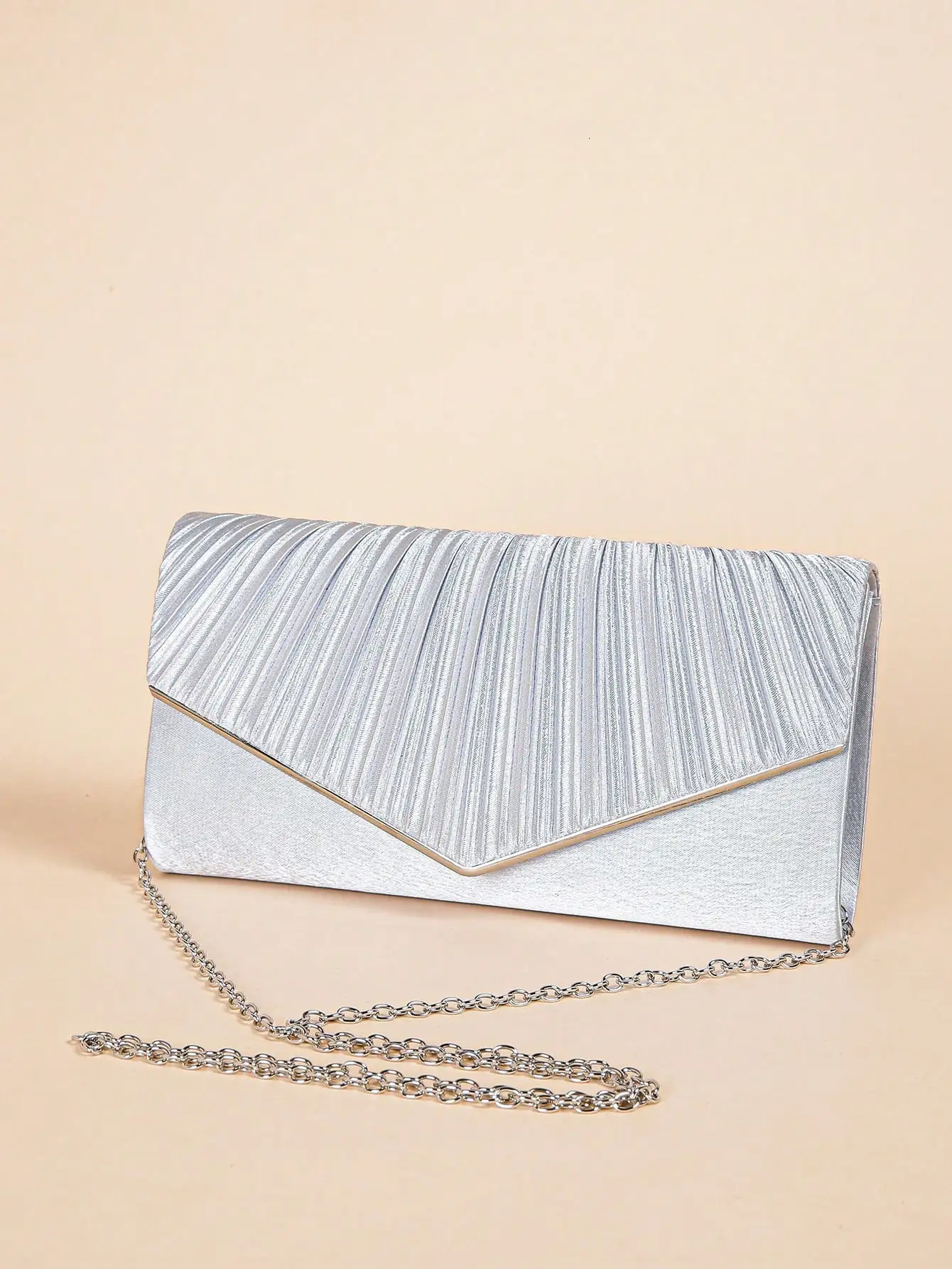 Elegant Pleated Evening Bag Solid Color Textured Envelope Dinner Bag Perfect Clutch For Party Wedding And Banquet 250809