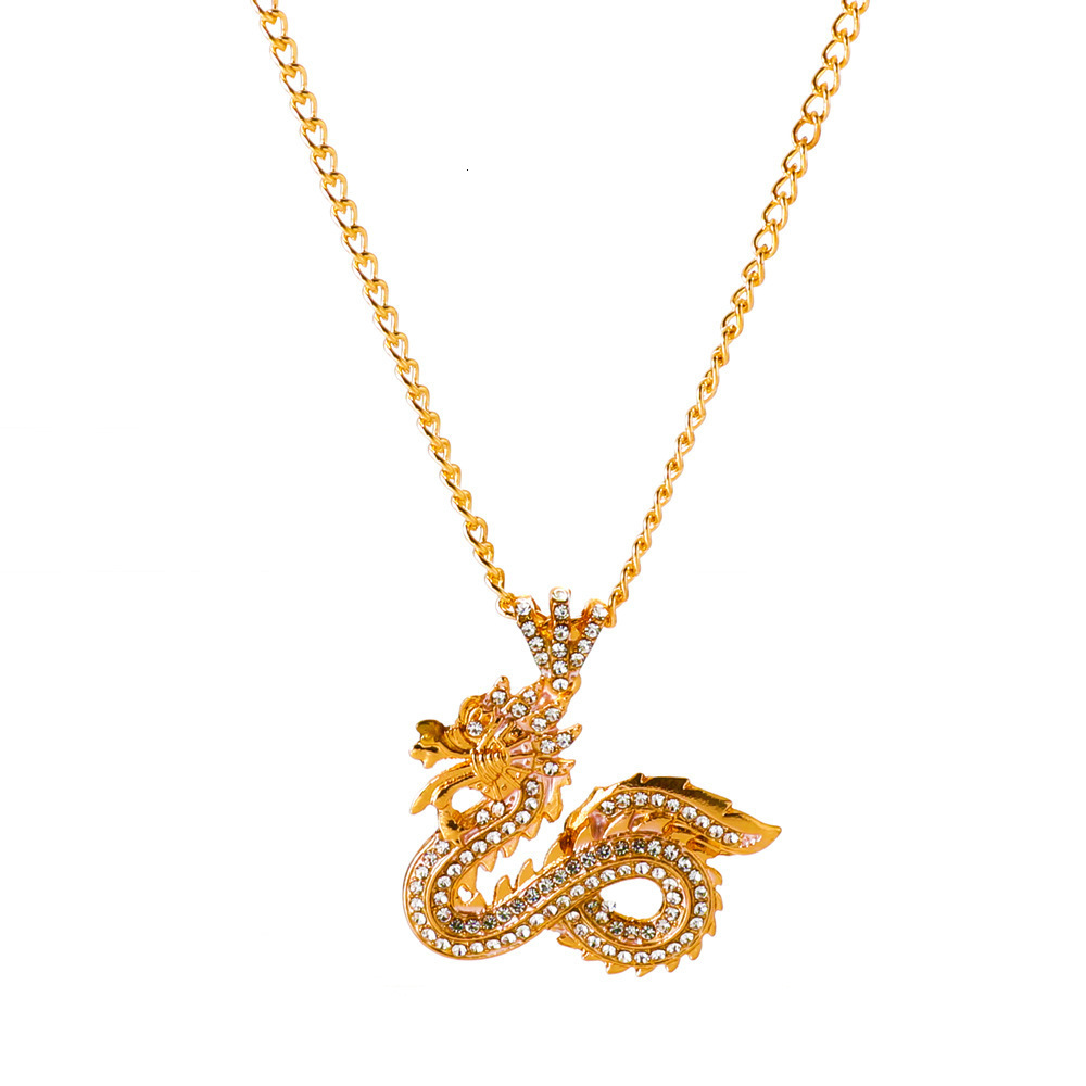 2024 Year -Encrusted Gold Pendant Domineering Chinese Sweater Chain Twee Zoc Flying Dragon Necklace