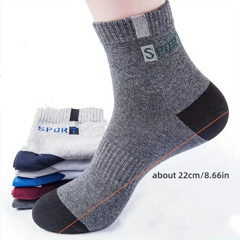 Cotton Sock for Men Sport Breathable Soft Letter Fashion Sneakers High Elastic Middle Tube Stocking Towel Sox Summer Running 250805
