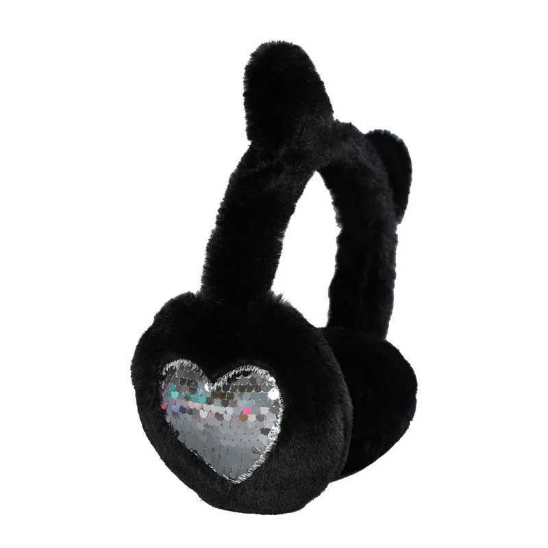 Child Cute Cat Ears Winter Warm Earmuffs Shiny Sequin Ear Soft Plush Earflaps for Kids Outdoor Ear Warmer Outdoor Cold Protection XJ250812
