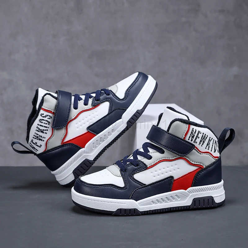 Popular Autumn and Winter High-Top Sneakers for Boys and Girls New Velvet Warm Casual Shoes for Older Children Running Shoes T250812