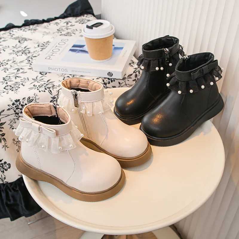 Fashion Girls Ankle Boot Sweet Lolita Sle Princess Lace Childrens Casual Boots Versatile Elegant Kids School Leather Boots XJ250812