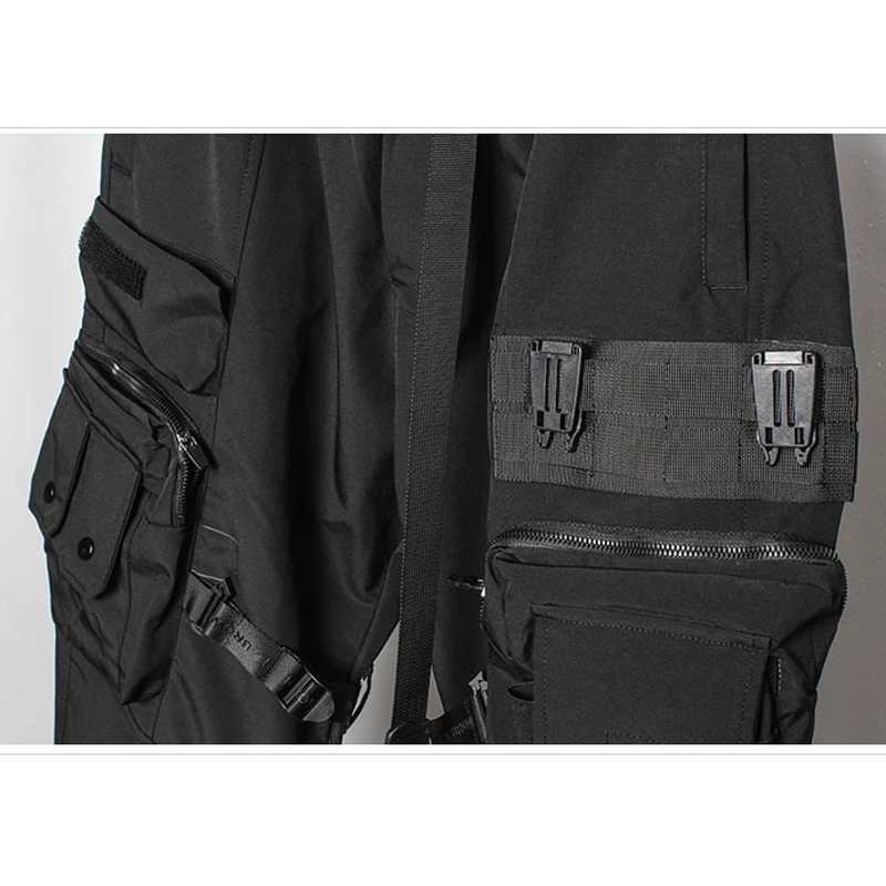 2024 Tactical Cargo Pants Men Fashion Multi Pocket Functional Trousers Elastic Waist Hip Hop Streetwear Pants Black X250812