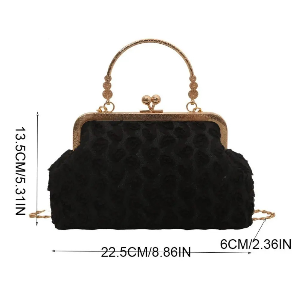 Chain Party Banquet Bag Flower Handheld Kiss Lock Shoulder Bag Large Capacity Korean Style Crossbody Bag Ladies 250809