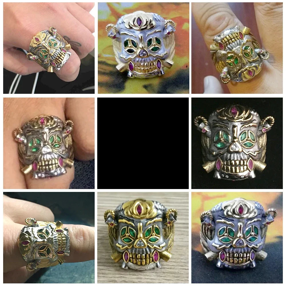 Customized 925 Sterling Silver Skull Lucky Ring Pendant Plated Gold Custom Letters Jewelry Accessories 250812