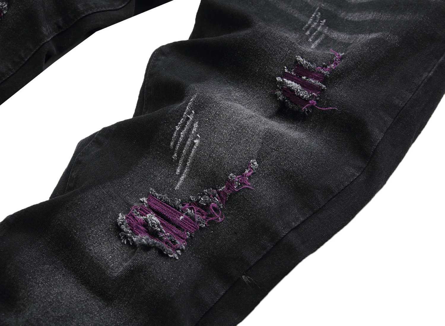 Mens Black Fashion Ripped Jeans Classic Ripped Slim Fit Jeans 517. X250812