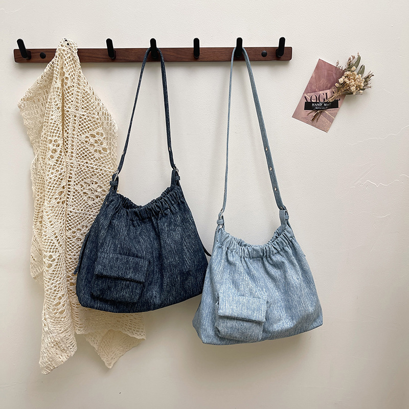 Fashion Korean Style Artistic Soft Denim Trendy Casual Women's Shoulder Underarm Tote Bag