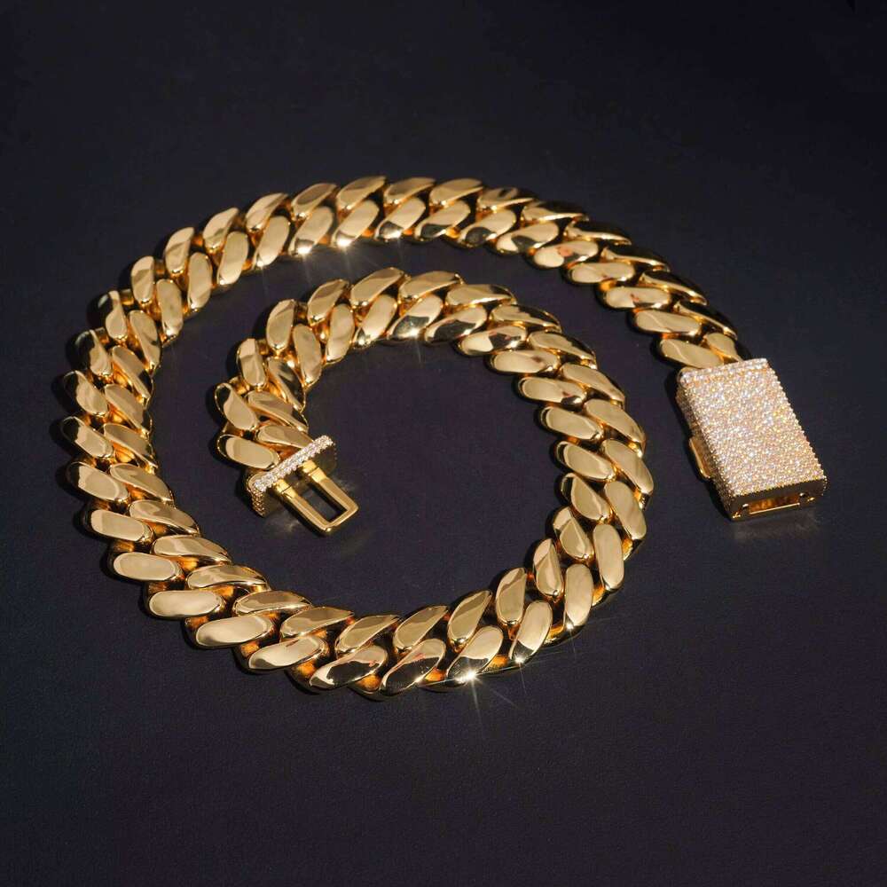 High Quality Bulk Wholesale Order 16MM Hand Made 999 Sier Cuban Gold With Moissanite Clasp Lock