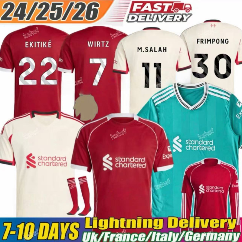 The RedsMohamed Salah Darwin Nunez 24 25 26 Home Away men Soccer Jersey Wirtz Szoboszlai Andy Robertson Alisson Becker Joe Gomez Joel Matip Curtis Jones kids Kit