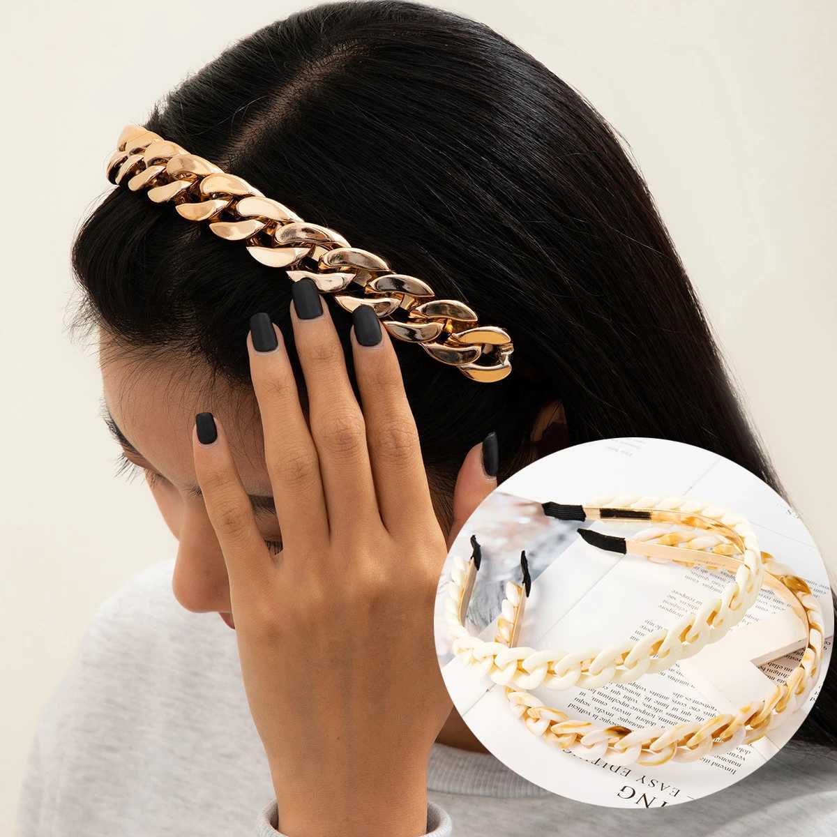 40PCS Fashion Chains Band For Women Elastic Hairbands Hair Hoop Wraps Girls Hair Accessories Metal Chic Hair Ornament X250812