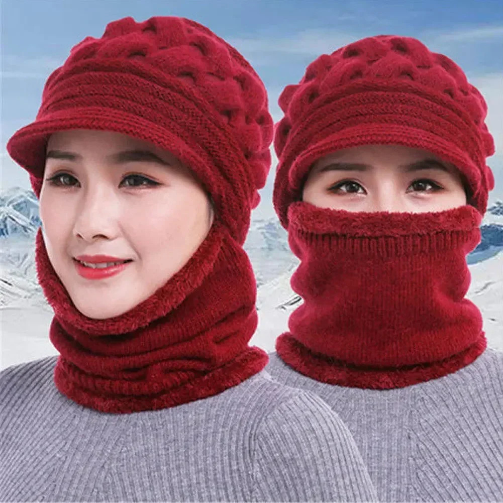 Winter Hat One-piece Beanies Hats Winter Beanies For Men Women Wool Scarf Caps Balaclava Mask Gorras Bonnet Knitted Hat 250808