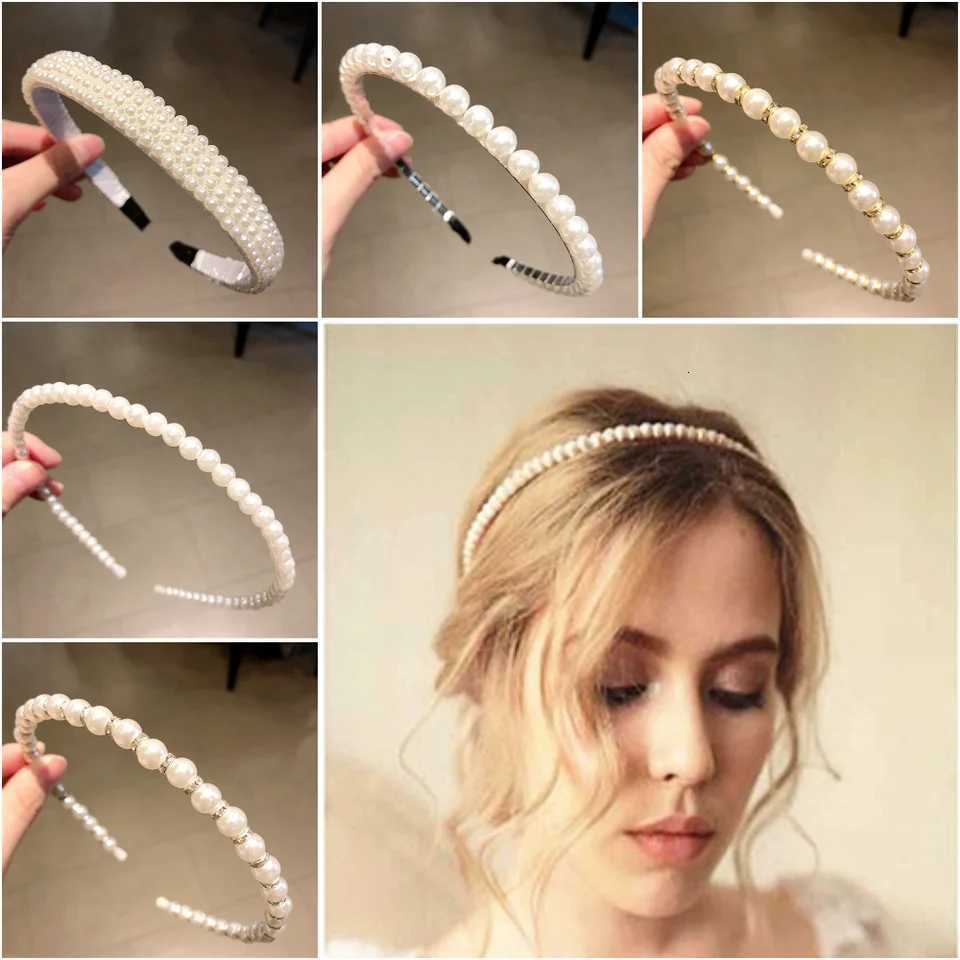 Fashion White Artificial Pearl Hair Hoop Fixed Hair Styling Elastic Hairbands for Girls Makeup Washing Face Band Wear X250812