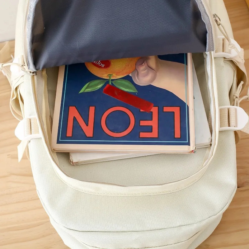 5piece Set of Free Pendants Forest Style Korean Version Casual Harajuku Student Backpack for High School Girls Large Capacity 250811