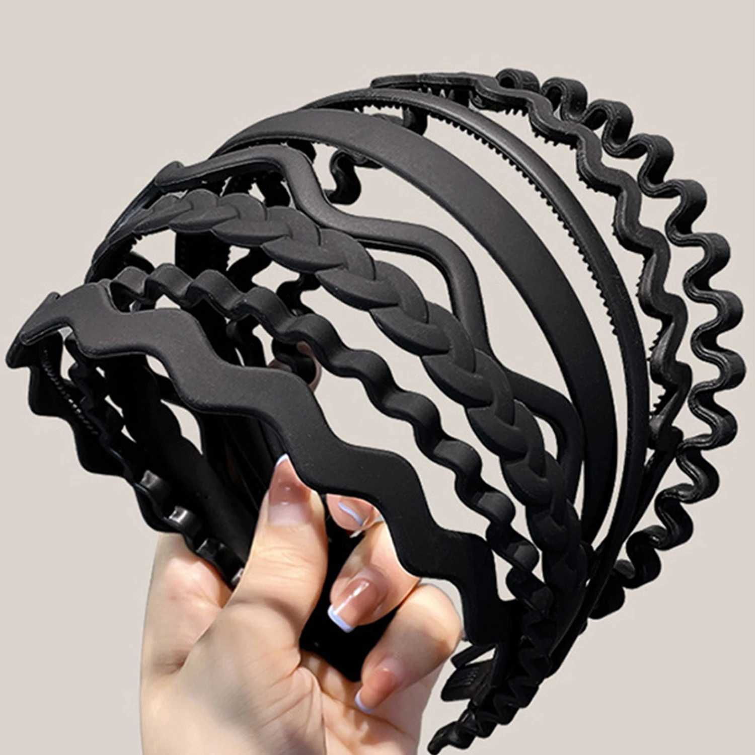 Unisex Wavy Spring Hair Hoop Black Non Slip Outdoor Sports Bands For Men Simple Hairband Face Washing Dress X250812