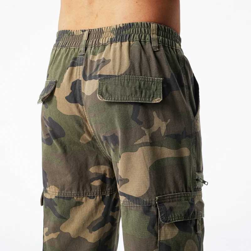 Mens Pure Cotton Wear-resistant Camouflage Cargo Pants Loose Tactical Work Sports Hiking Outdoor Multi-pocket Casual Pants W250812