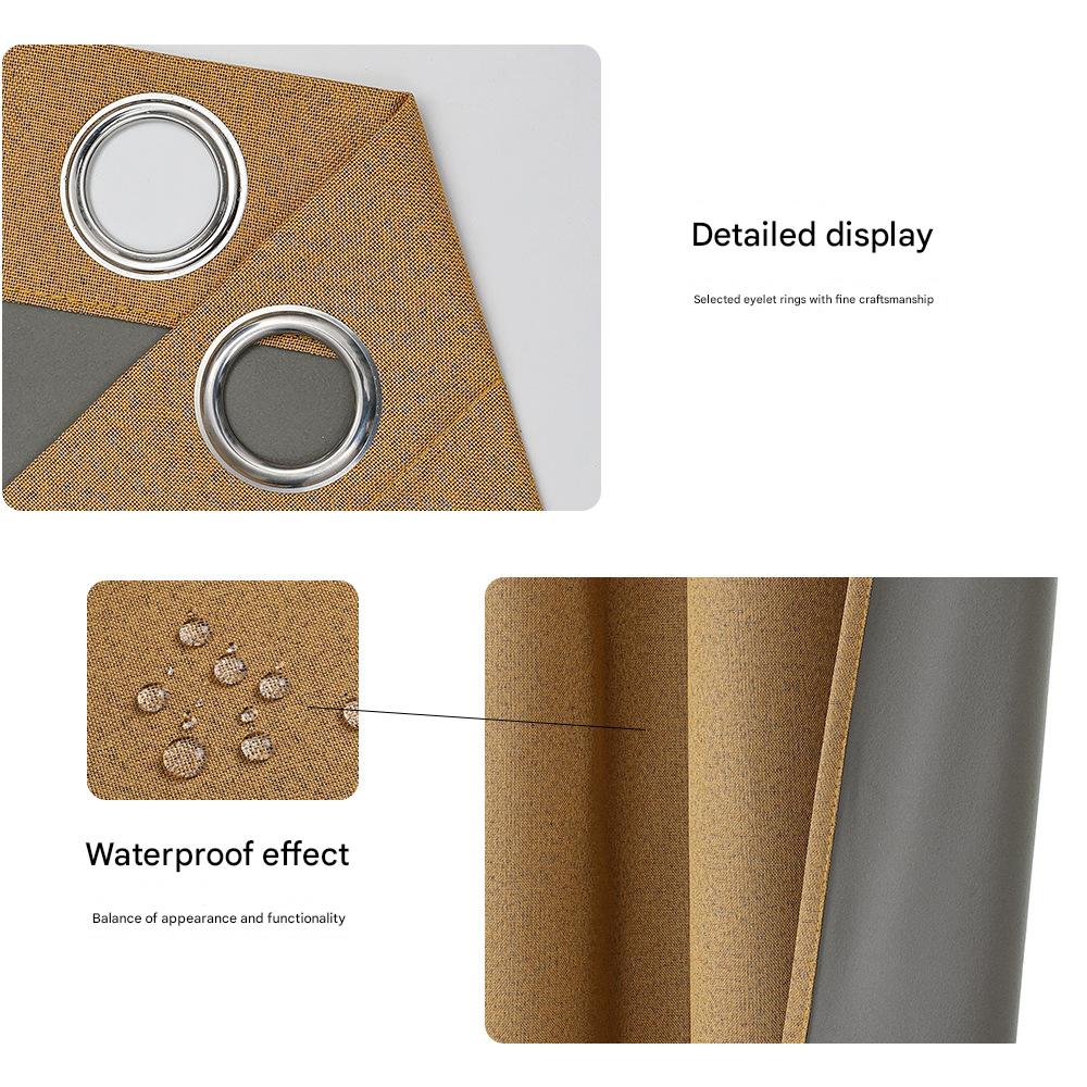 YL-36908 Thickened double-sided linen blackout curtains engineering hotel school sound insulation heat insulation full blackout cotton and linen curta