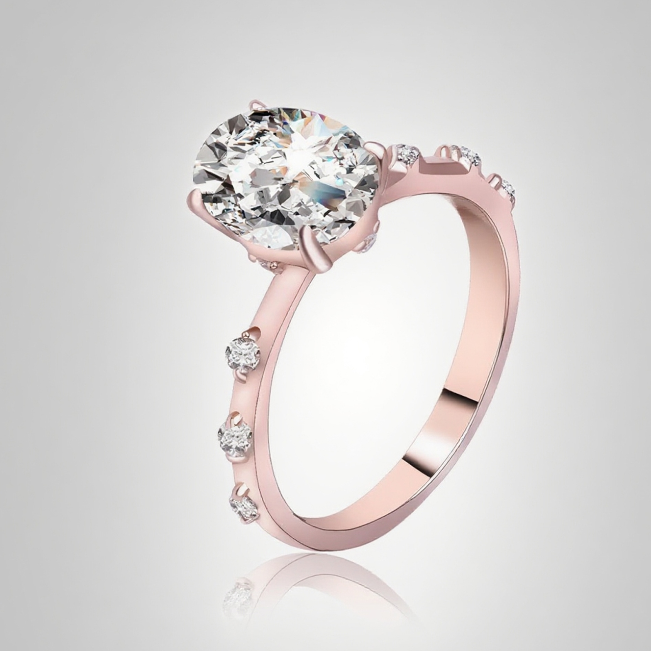 MT Engagement Wedding Oval Cut Moissanite Ring for Women Fashion 925 Sterling Silver Fine Jewelry Christmas Valentines Gift with GRA
