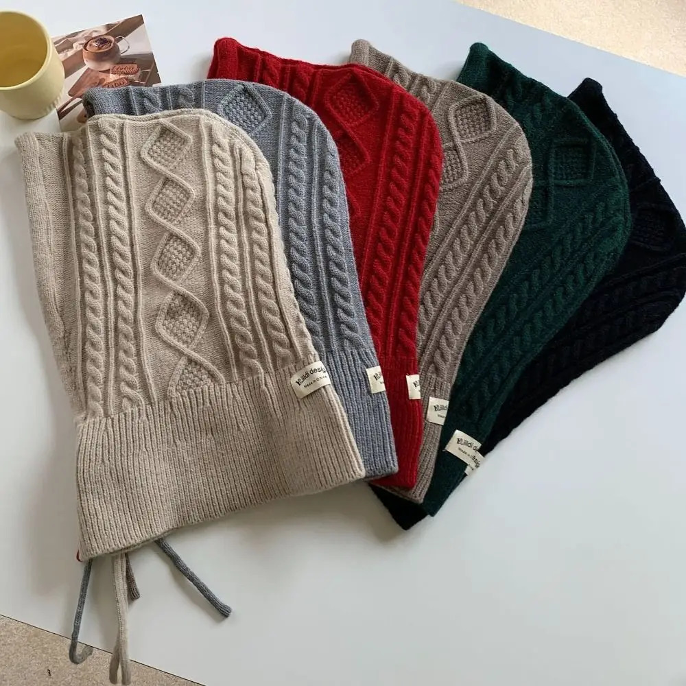 Winter Knitted Balaclava Hat Thicken Cashmere Scarf Shawl Warm Accessories Wool Pullover Hat 250808