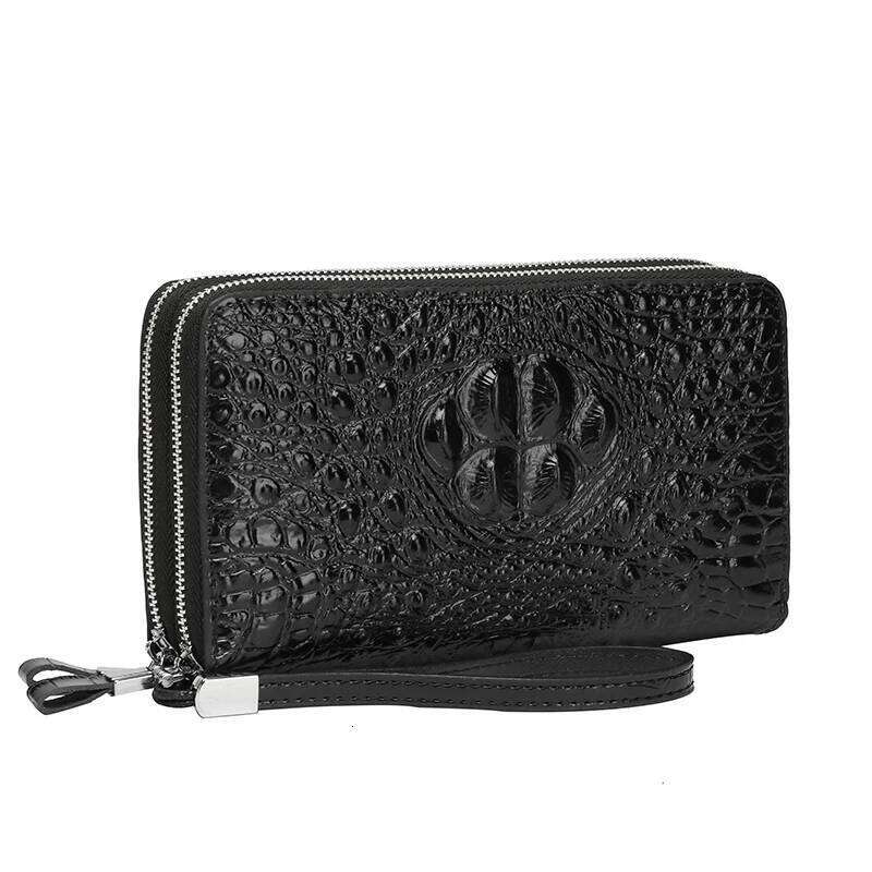 Crocodile patterned leather double zipper design men's handbag wallet clutches bag 2024 clutch bags for man pochette uomo