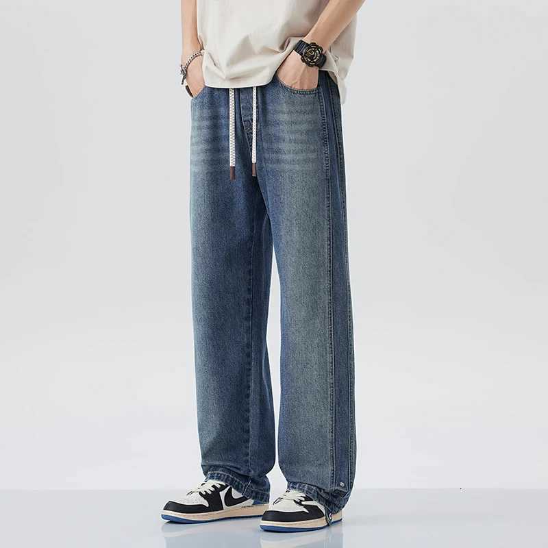 2025 New Mens Straight Leg Retro Jeans Soft Lyocell Casual Pants Personalized High-Quality Korean Mens Fashionable Loose Denim W250812